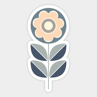 Retro Geometric Flower 5 in Blue, Grey and Peach Sticker